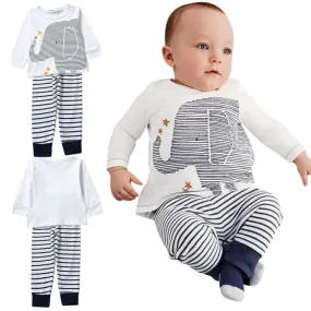 2 Pieces Toddler Kids Baby Boys Clothes Sets Cotton Long Sleeve TopsStripe Pants Trousers Outfit Children Clothing Set 0-4Y SM6