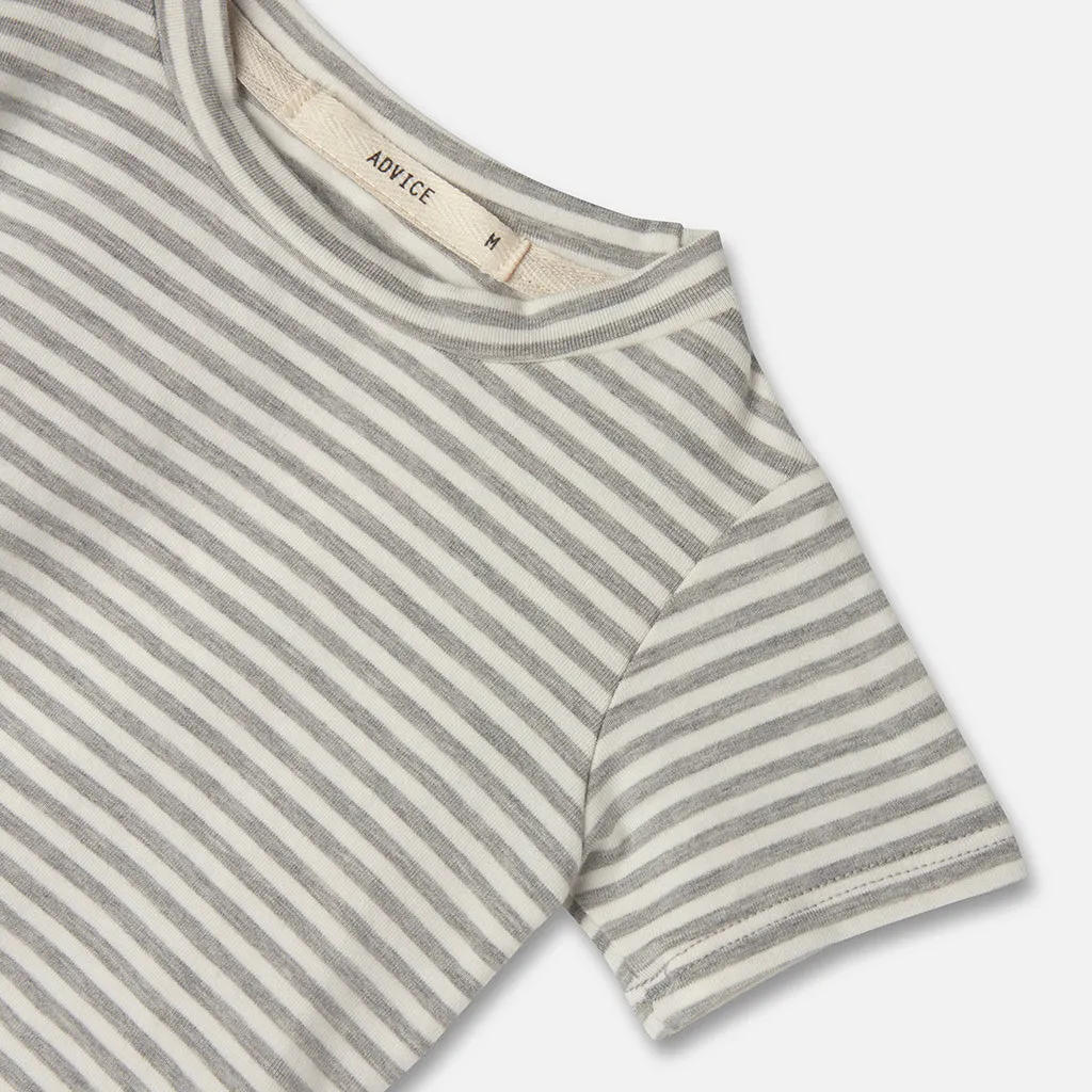 ADVICE Baby And Child Article One T-Shirt Grey And White Stripes