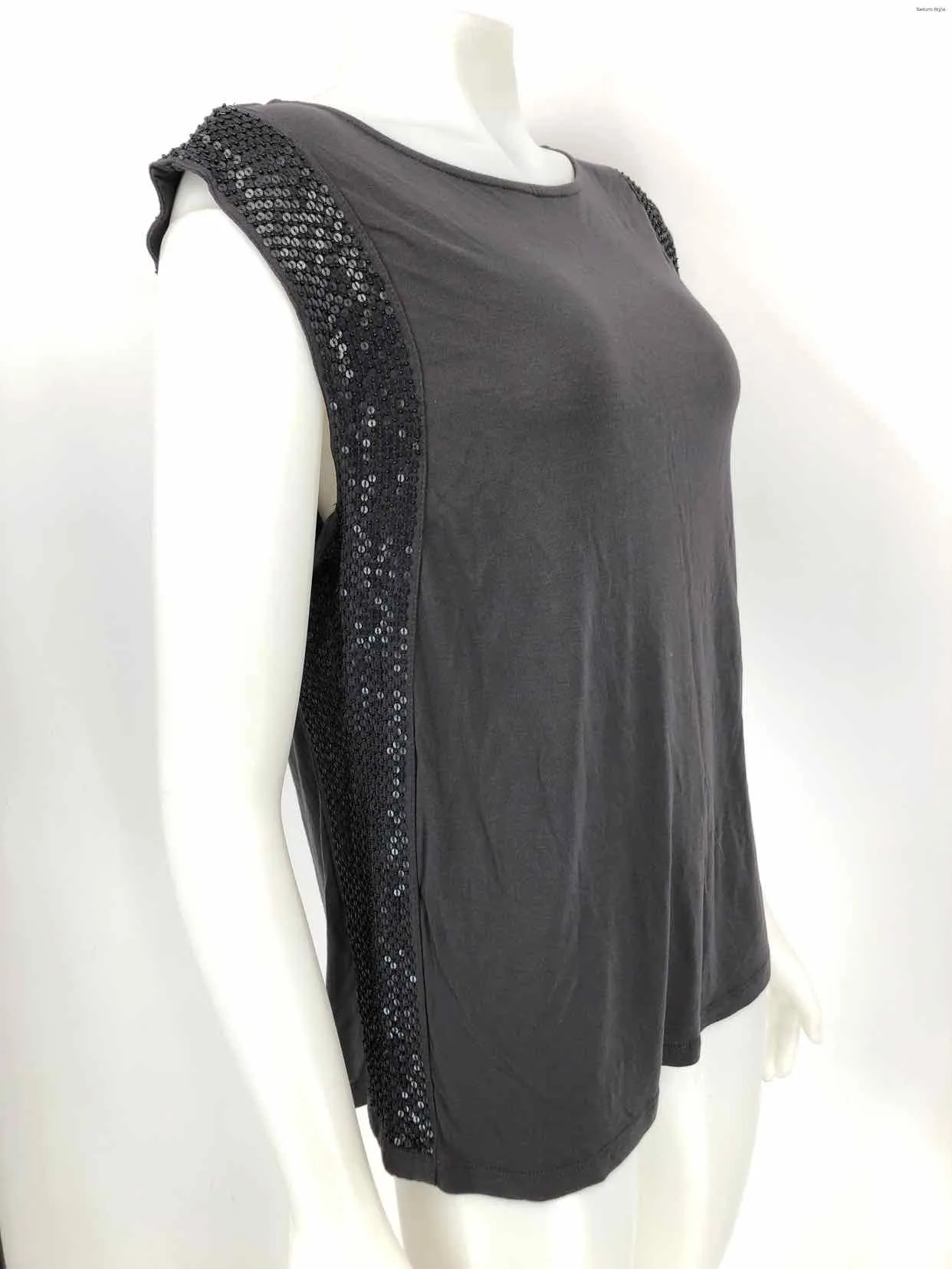 ALL SAINTS Dk Gray Sequined Trim Tank Size 10  (M) Top