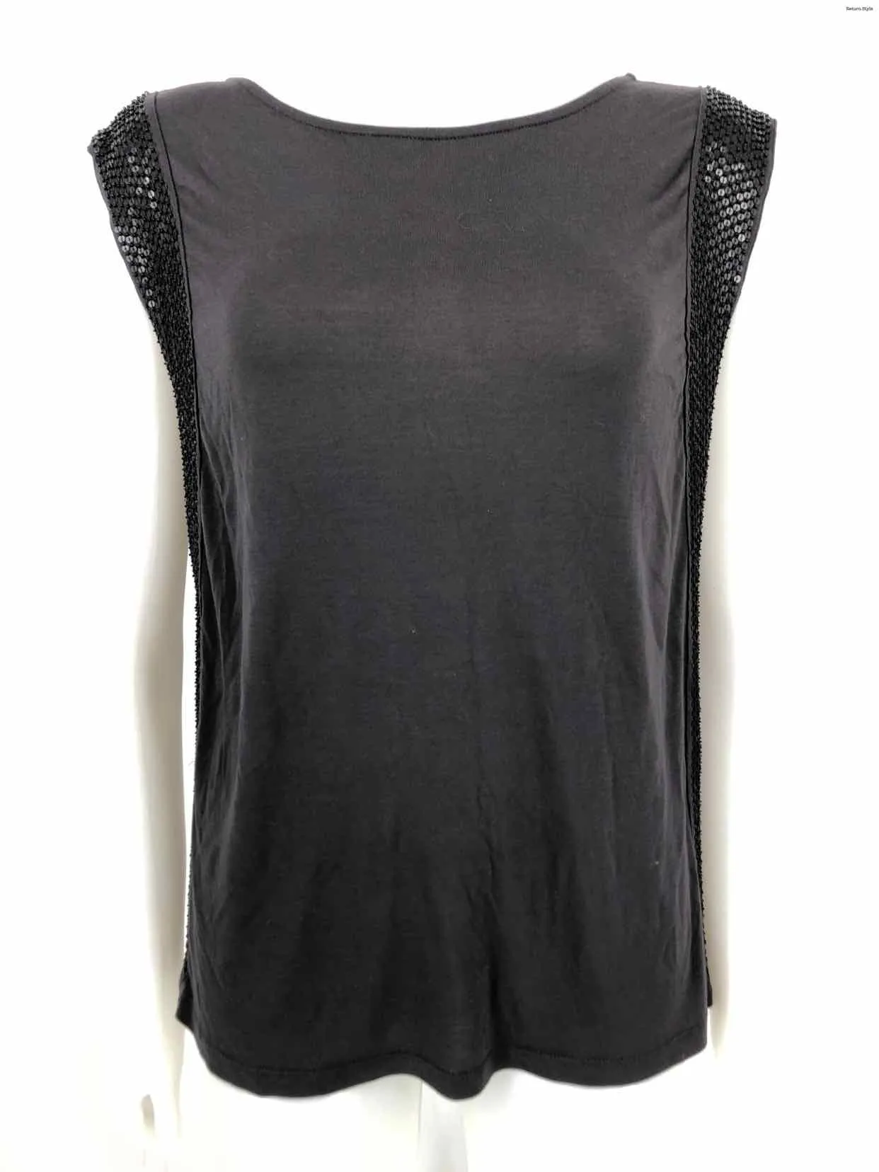 ALL SAINTS Dk Gray Sequined Trim Tank Size 10  (M) Top