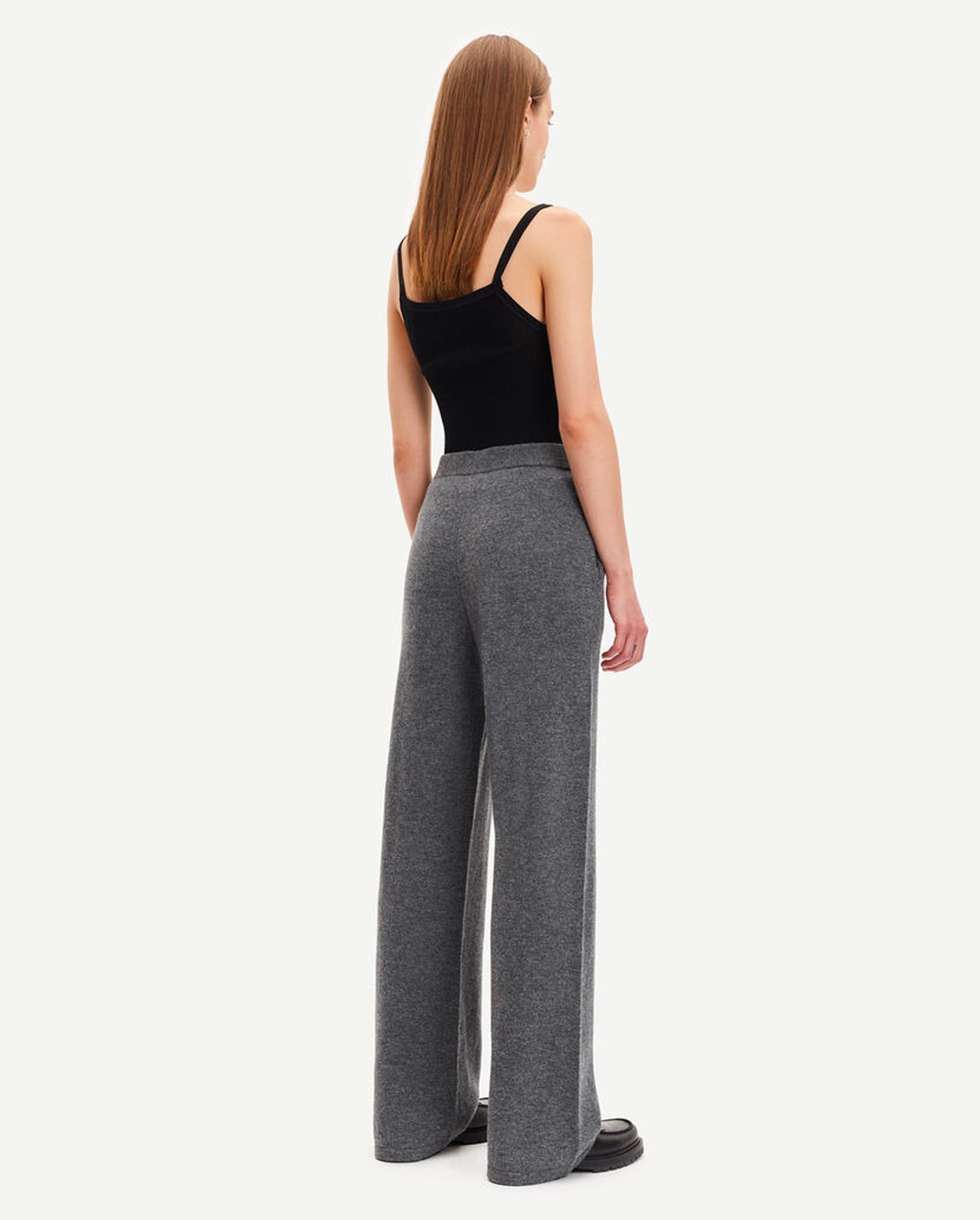 AMARIS STRAIGHT TROUSERS / DARK GREY MEL