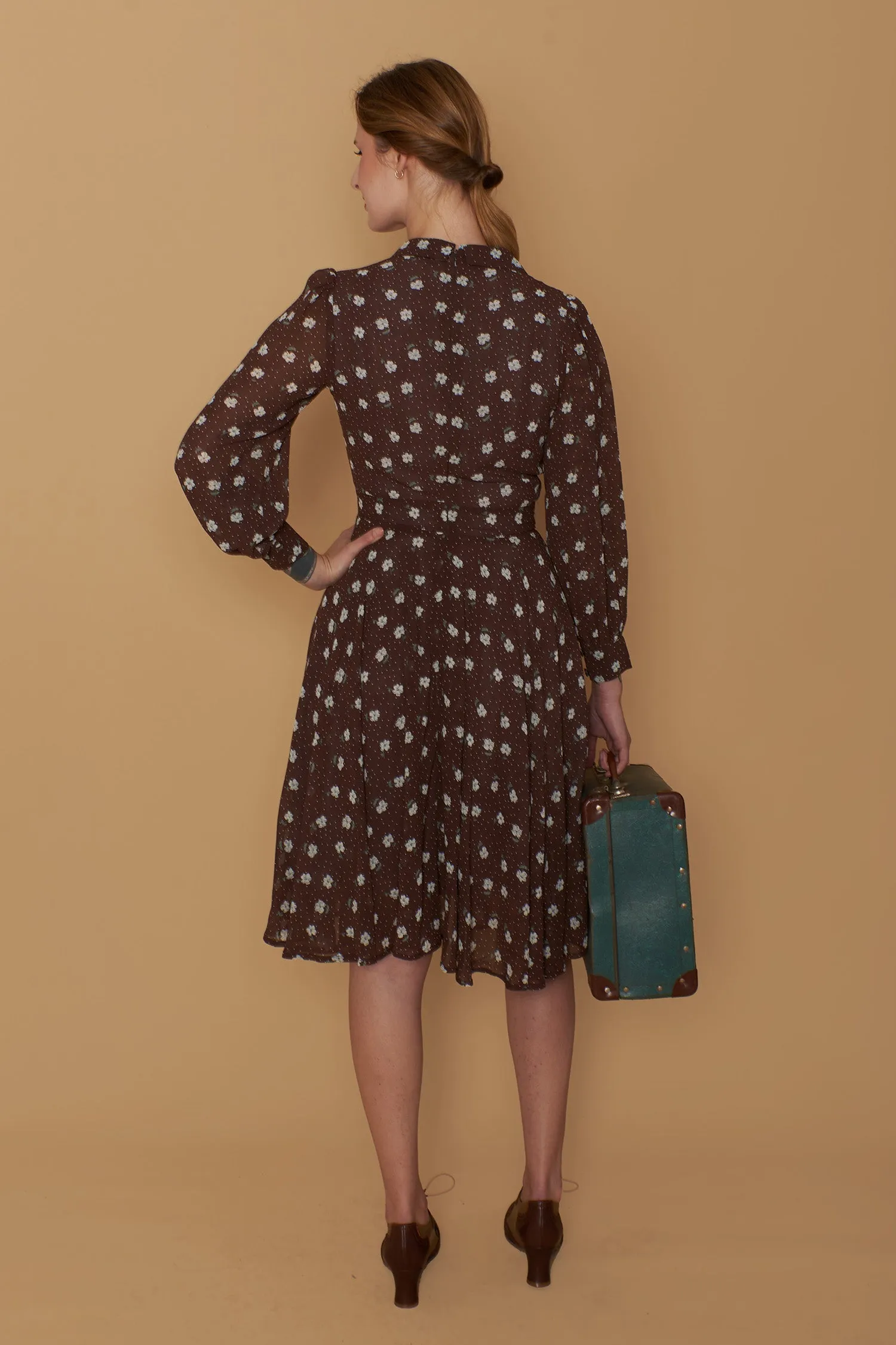 Amber Brown & Cream Floral Dress