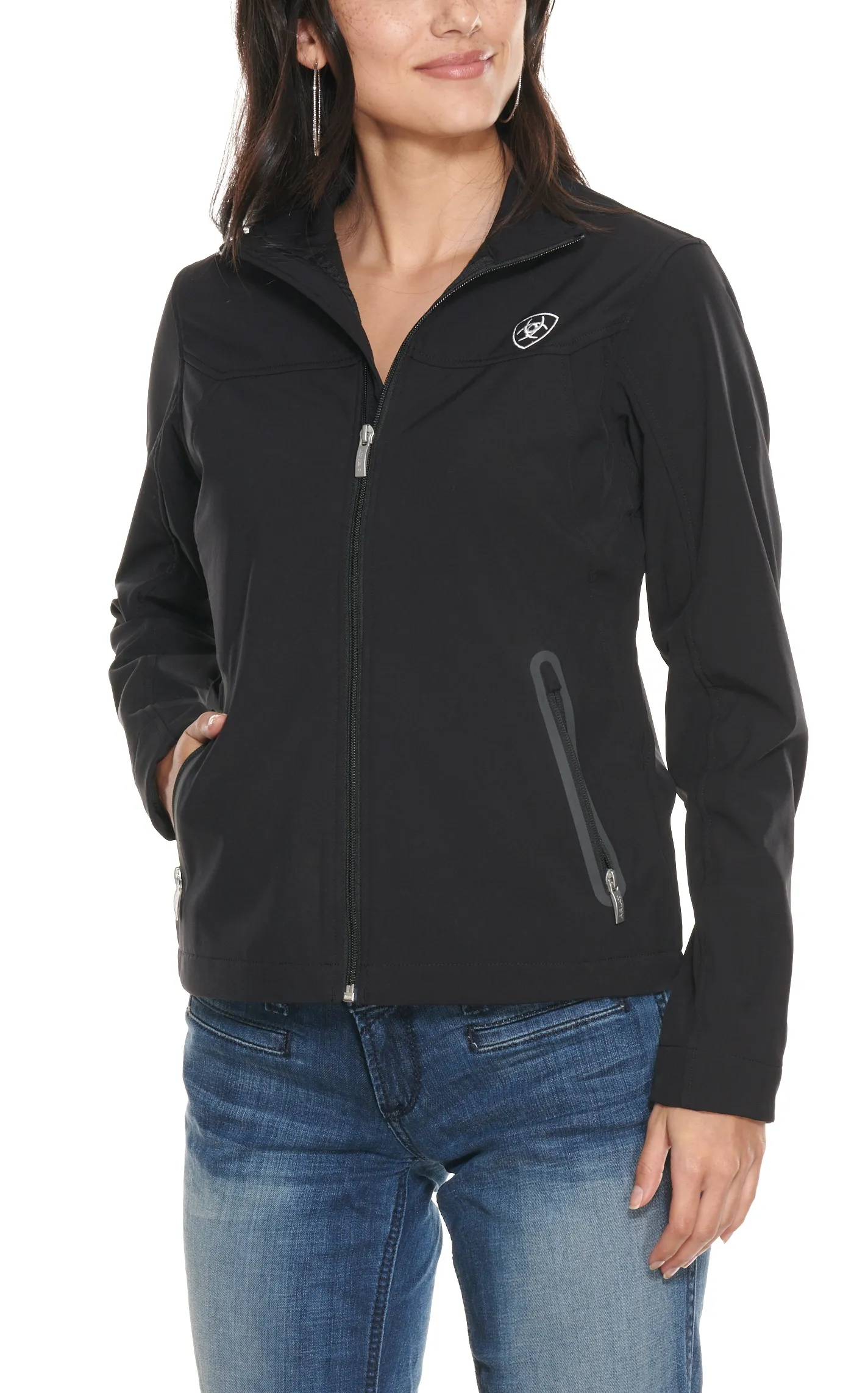 Ariat Women's Black with White Logo Team Softshell Jacket