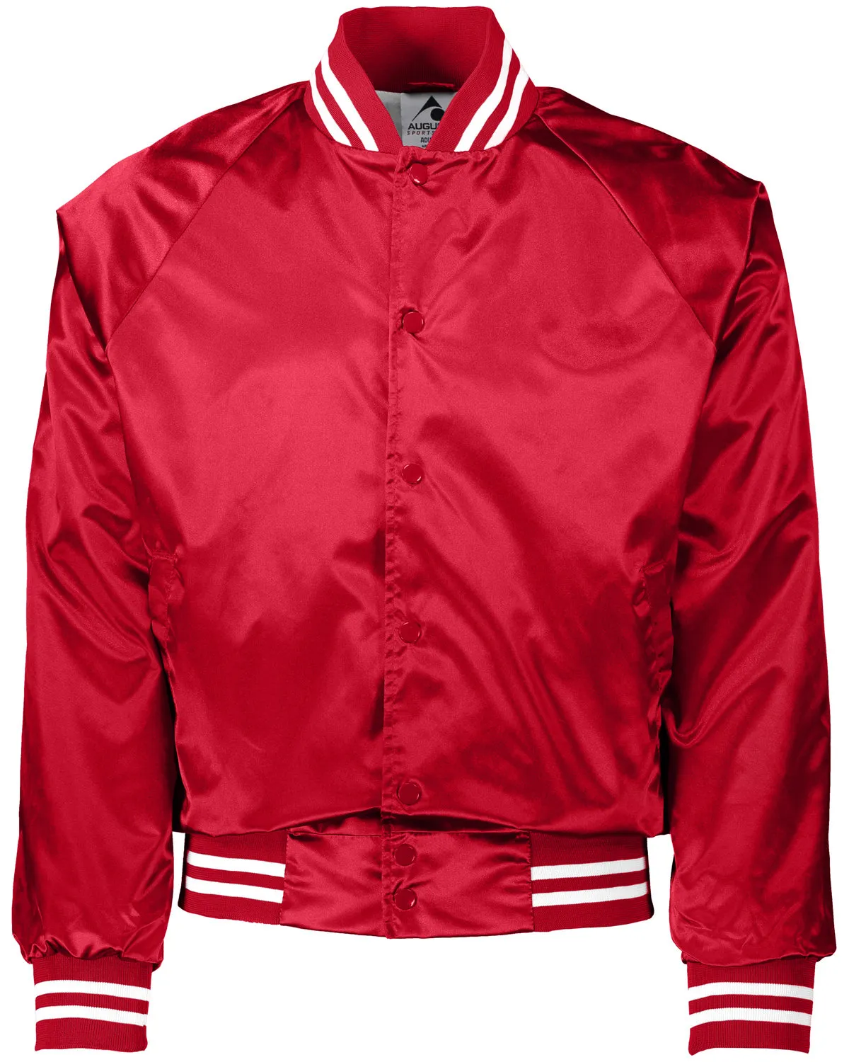 Augusta Sportswear 3610 Satin Baseball Jacket Striped Trim SKU: 3610