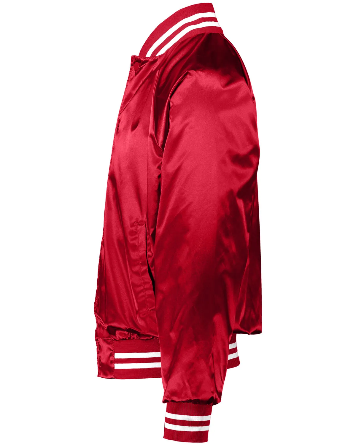 Augusta Sportswear 3610 Satin Baseball Jacket Striped Trim SKU: 3610