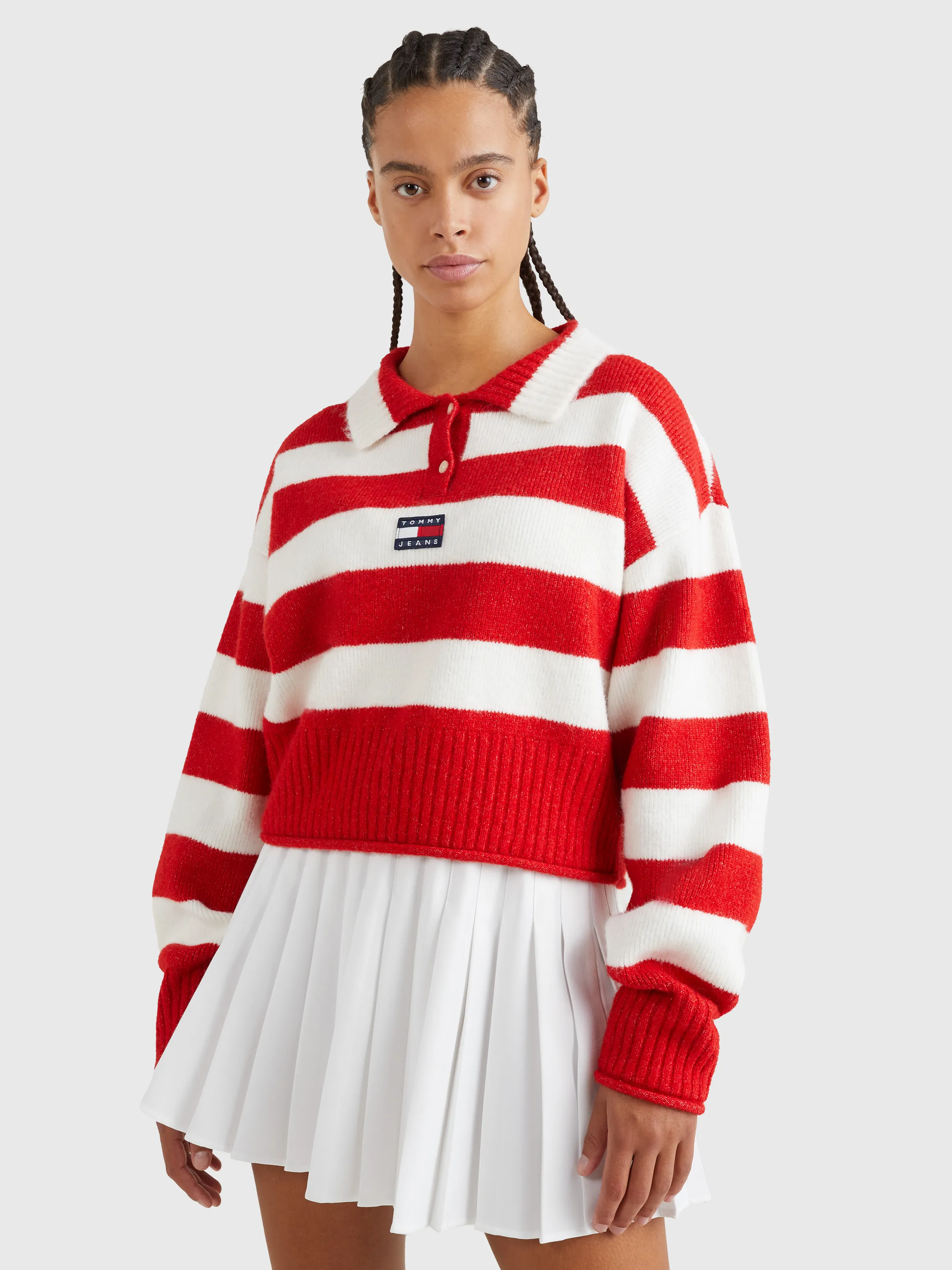 Badge Stripe Polo Jumper | Sweatshirts & Hoodies | Tommy Jeans