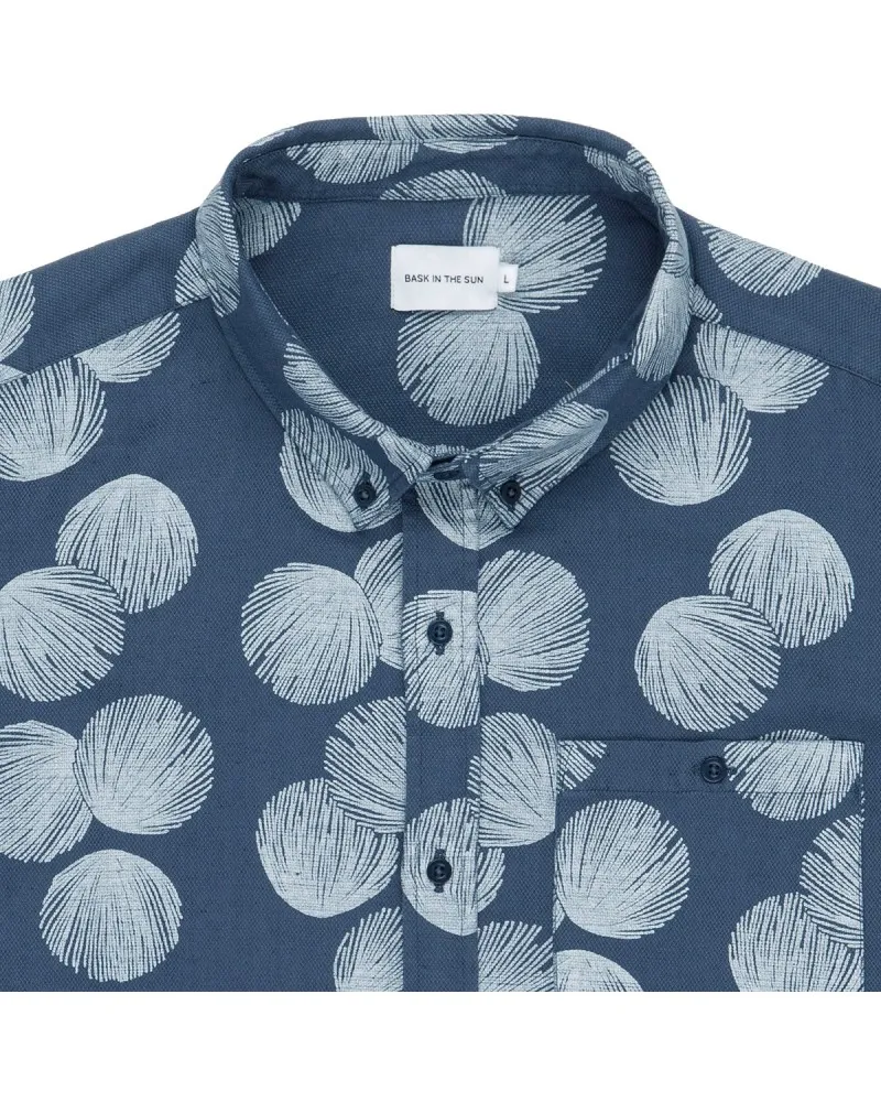 Bask in the Sun - Blue Shell Shirt - Linen & Cotton