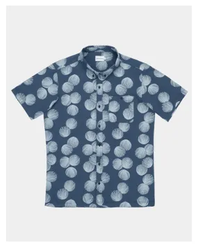 Bask in the Sun - Blue Shell Shirt - Linen & Cotton