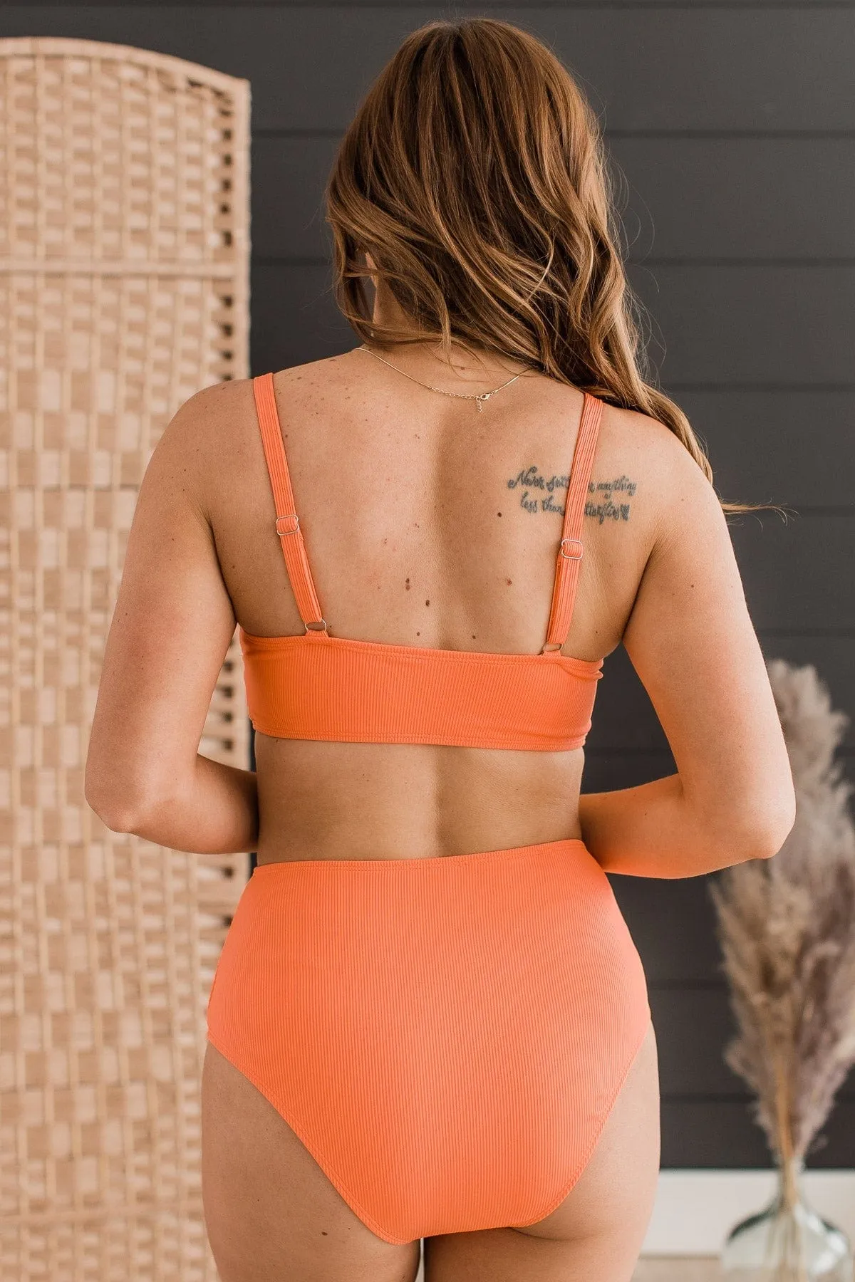 Bask In The Sun Mid-Rise Swim Bottoms- Bright Orange