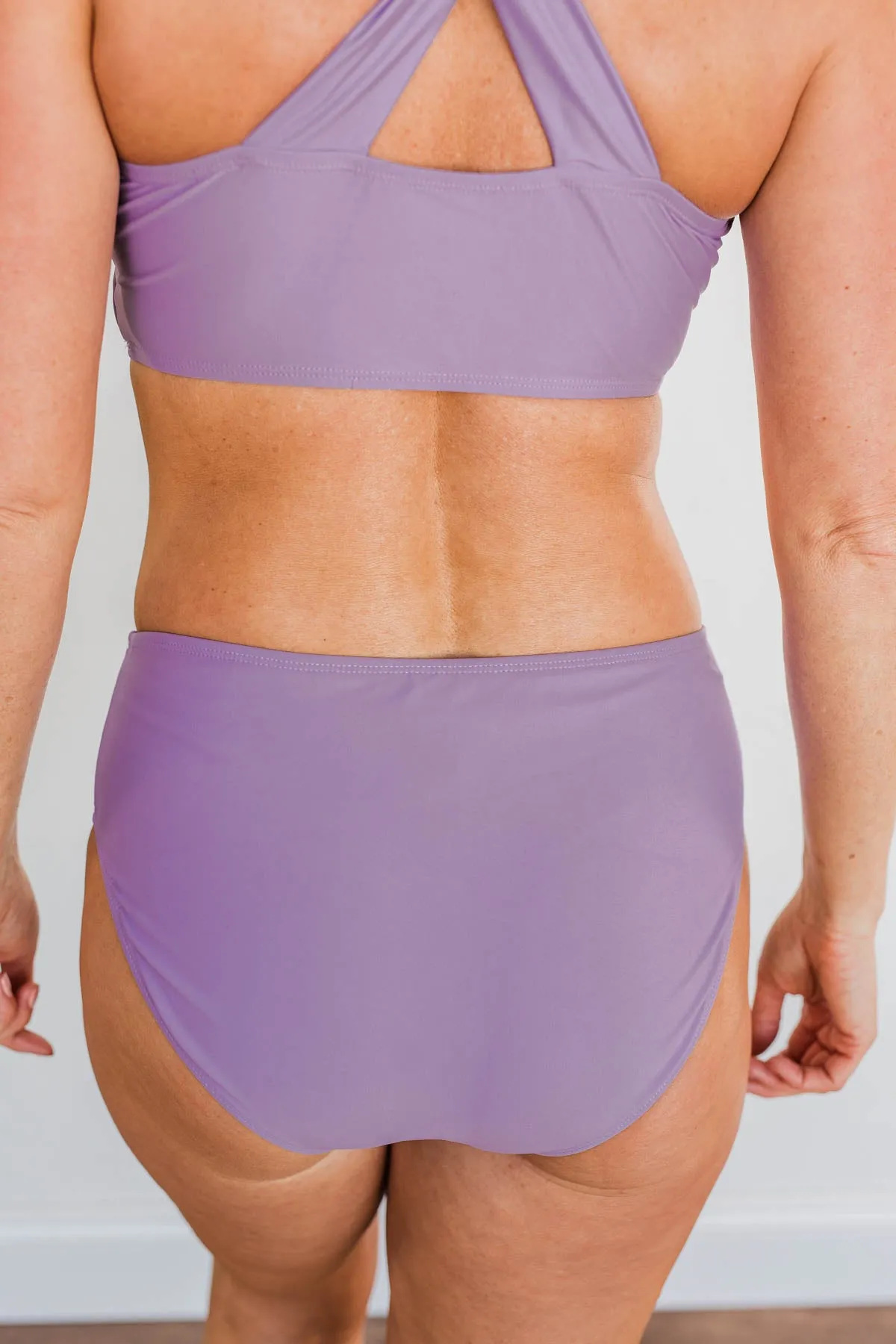 Bask In The Sun Mid-Rise Swim Bottoms- Purple