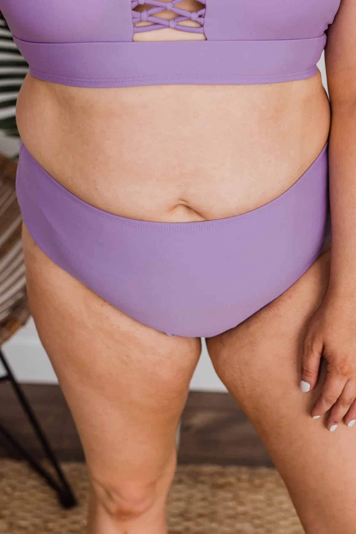 Bask In The Sun Mid-Rise Swim Bottoms- Purple