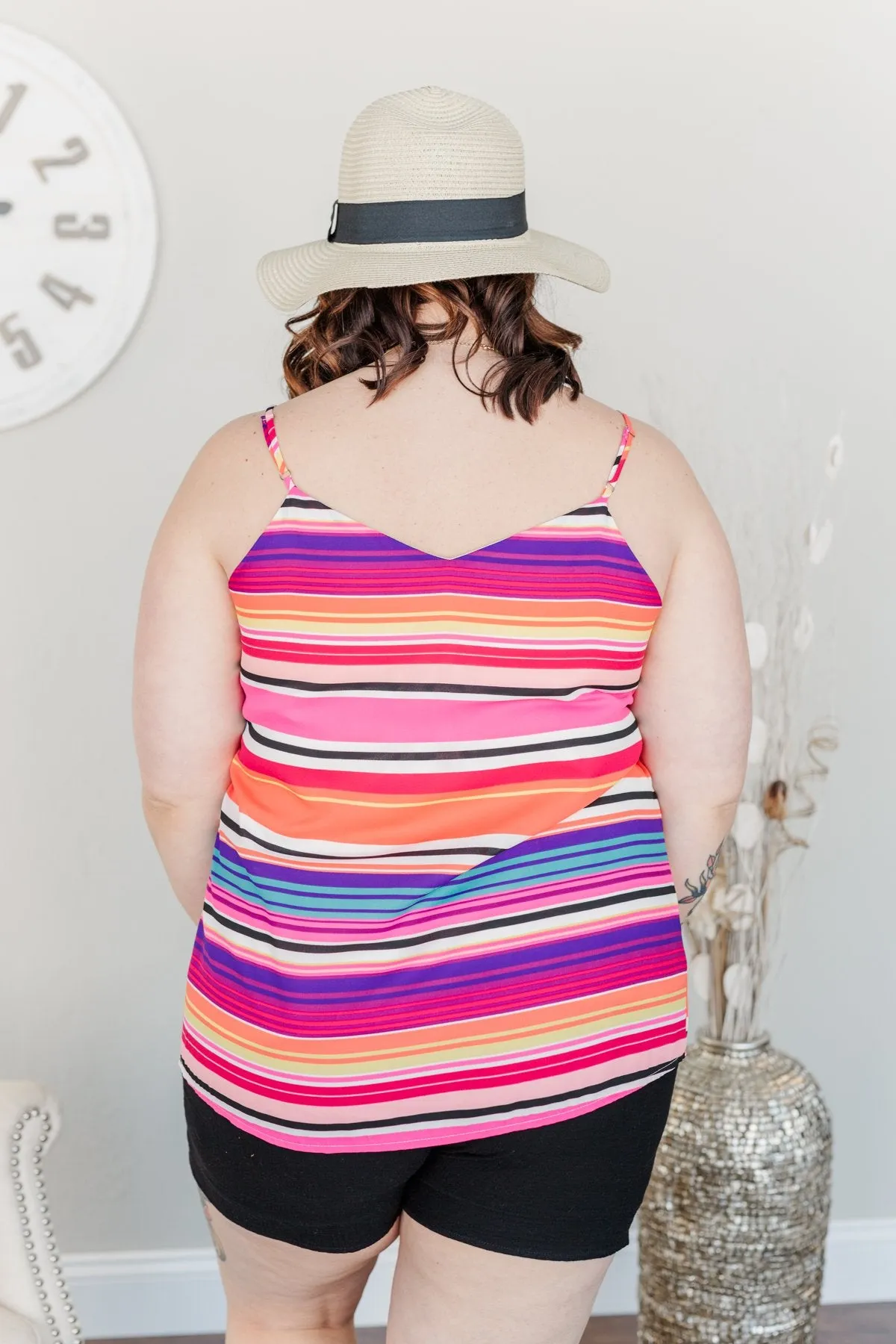 Beautifully Bold Striped Tank Top- Pink Multi-Color