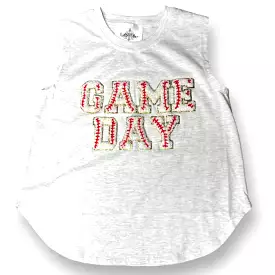 Belle Cher Baseball Game Day Chenille Patch Grey Tank