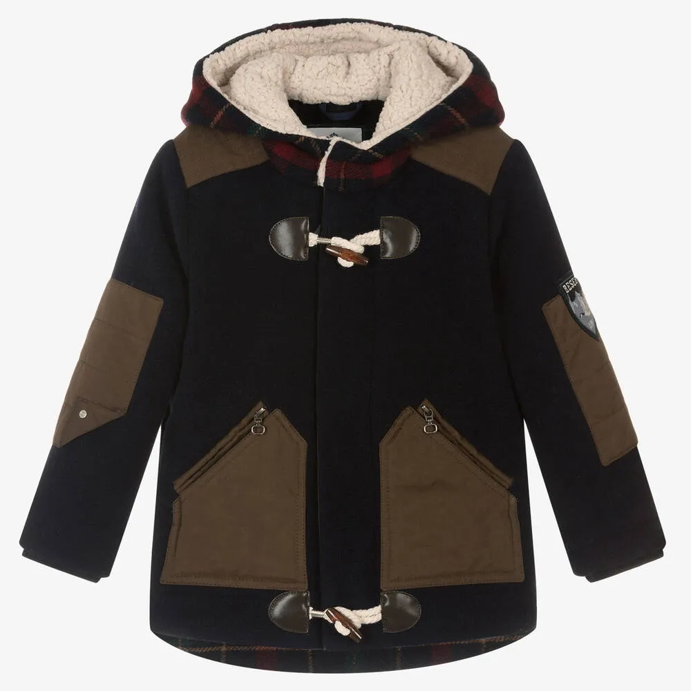 Boys Blue Wool Duffle Coat