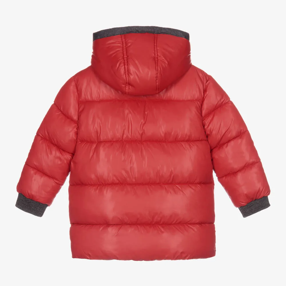 Boys Red Hooded Puffer Coat