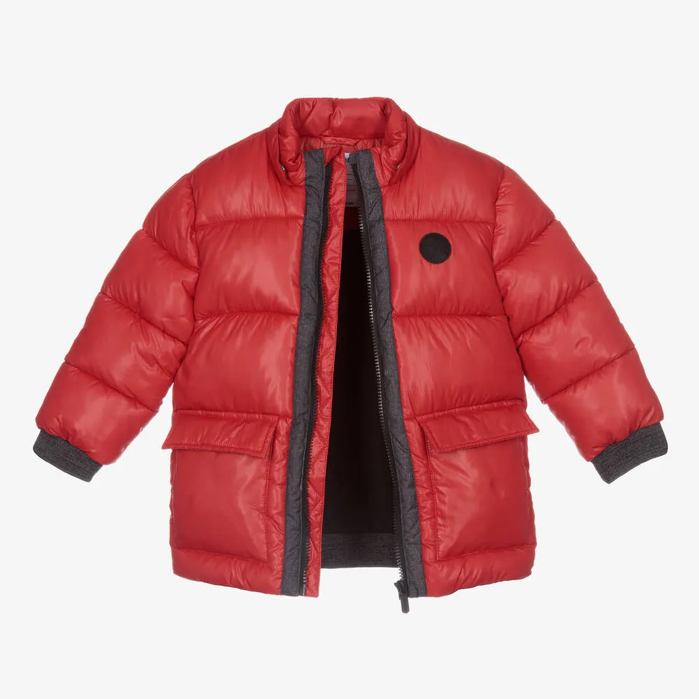 Boys Red Hooded Puffer Coat