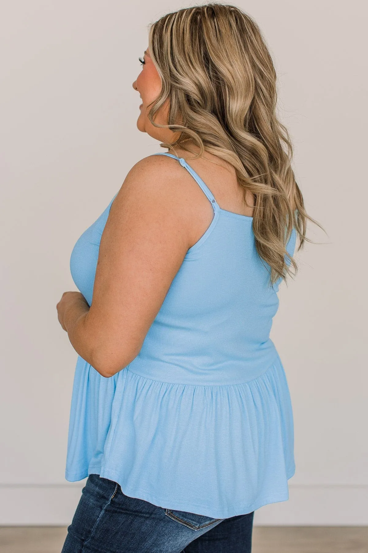 Bright As The Moon Babydoll Tank Top- Baby Blue