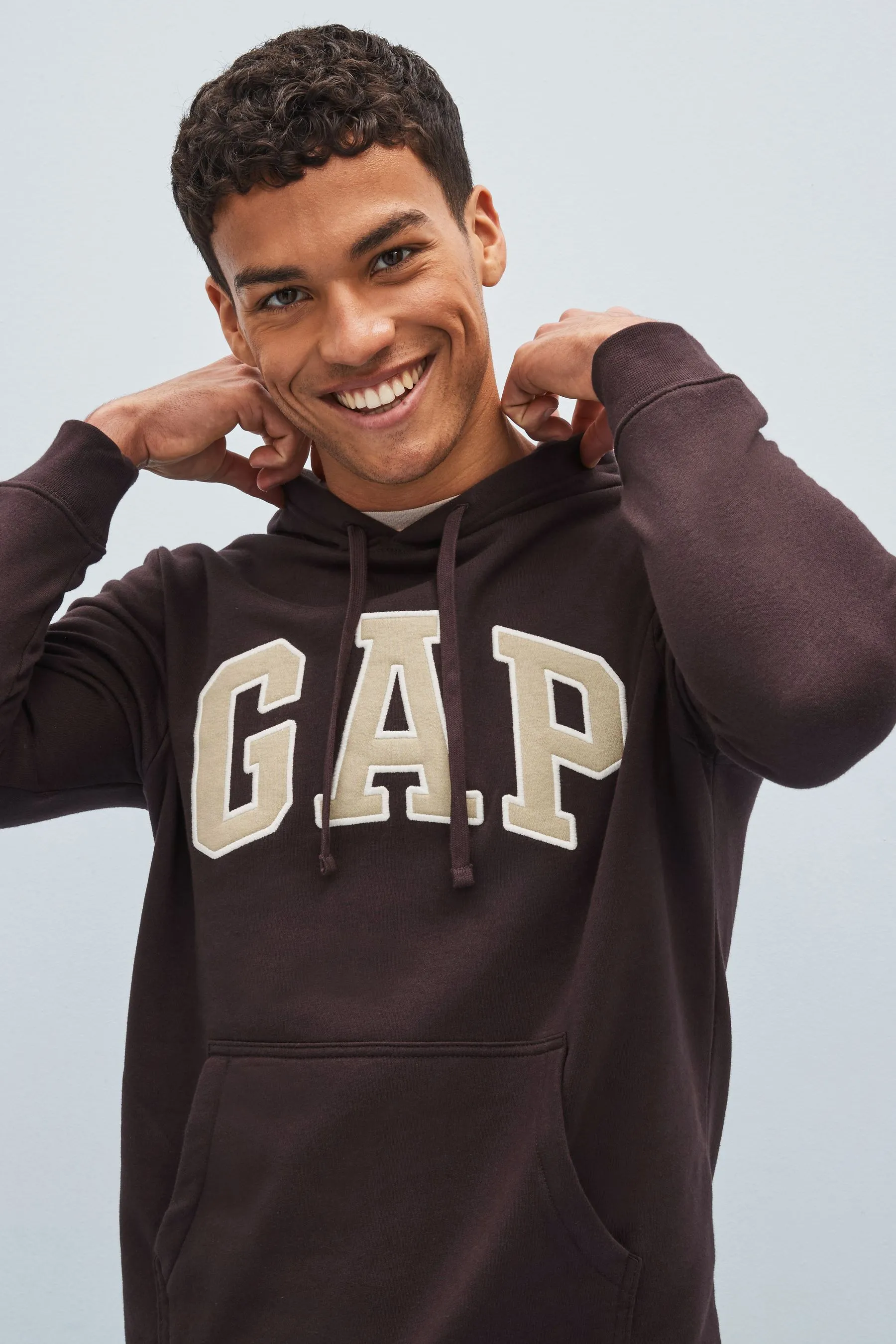 Brown Logo Arch Overhead Hoodie