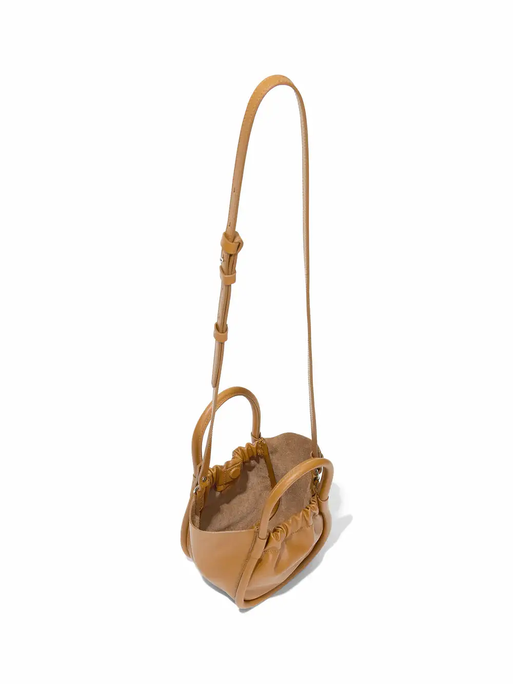 Cognac Extra Small Ruched Tote