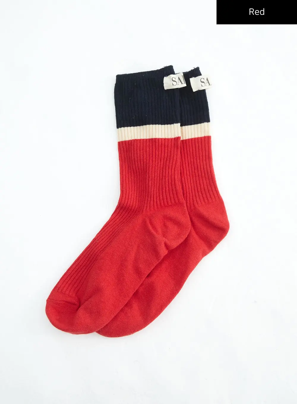 Color Block Ribbed Knit Socks IN316