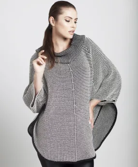 Cowl Neck Tweed Poncho