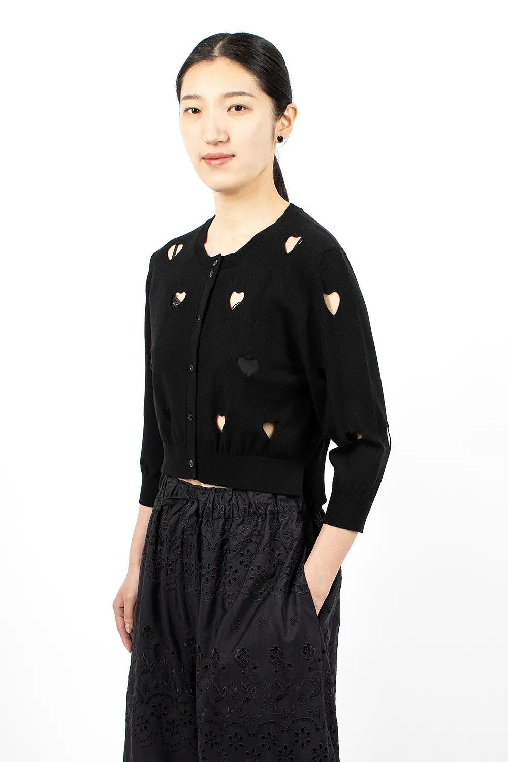 Cut Out Love Heart Cardigan Black