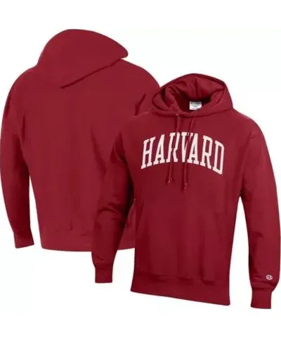 Cutter & Buck Men's Harvard Crimson NCAA Harvard Team Arch Reverse Weave Pullover Hoodie