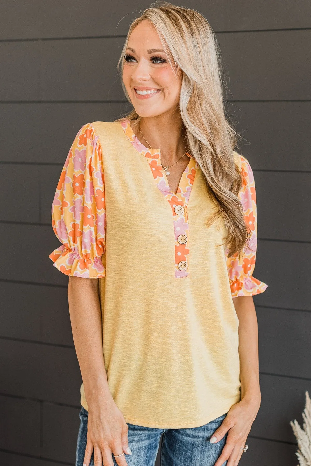 Days In The Sun Floral Top- Yellow