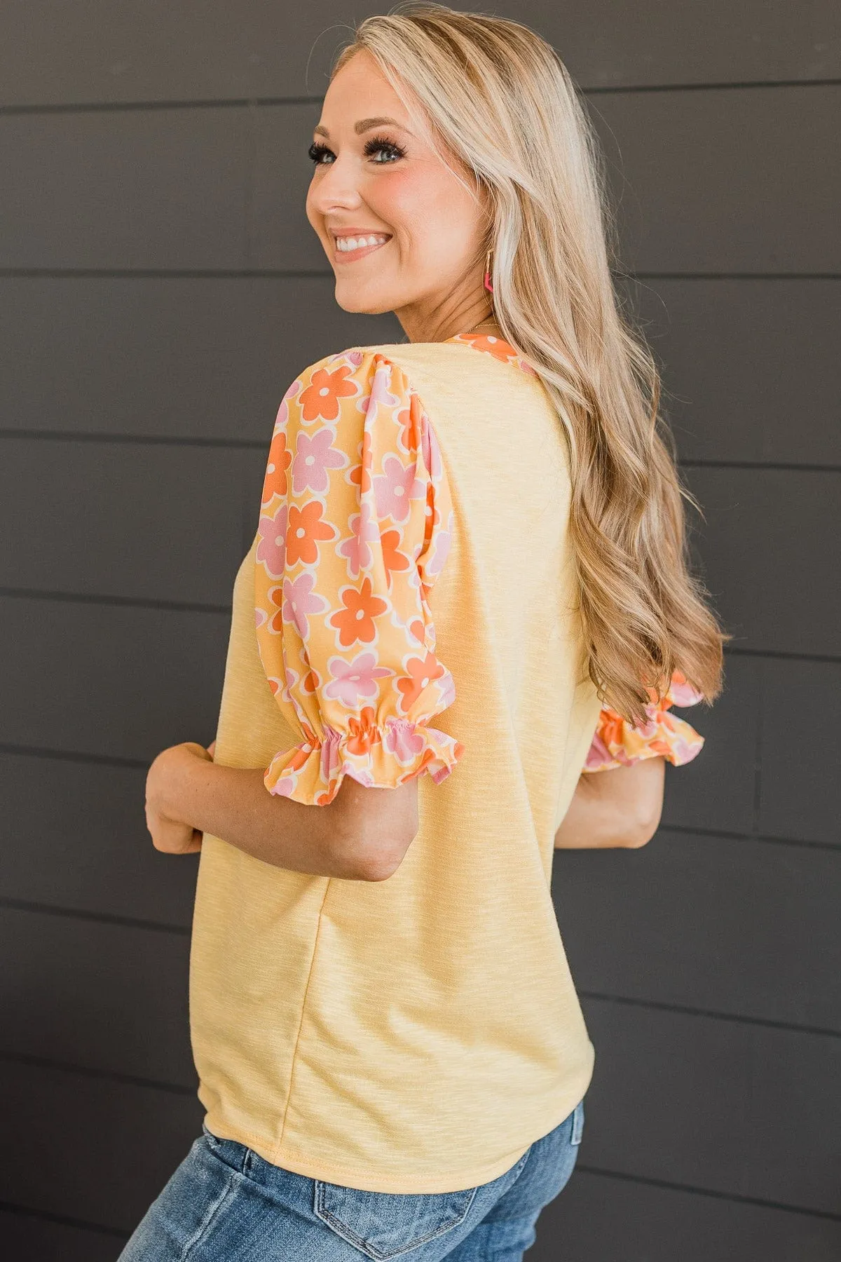 Days In The Sun Floral Top- Yellow