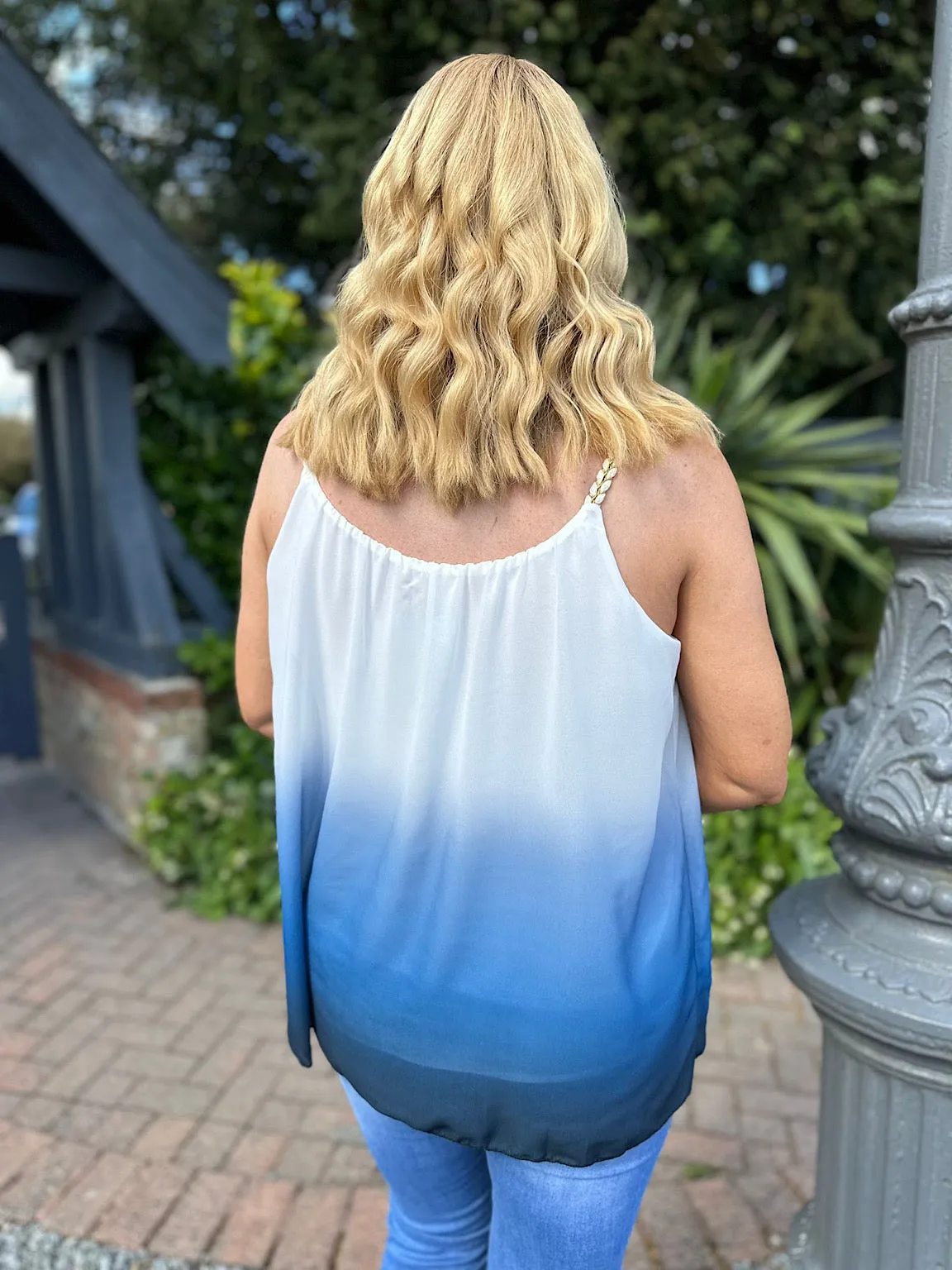 Denim Ombre Plait Flow Top Maddie