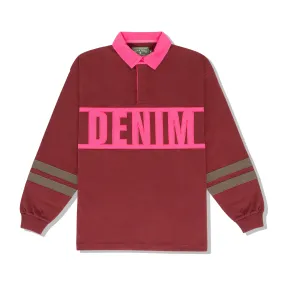 Denim Tears - Men's Down By The Tears Rugby Top - (Burgundy)