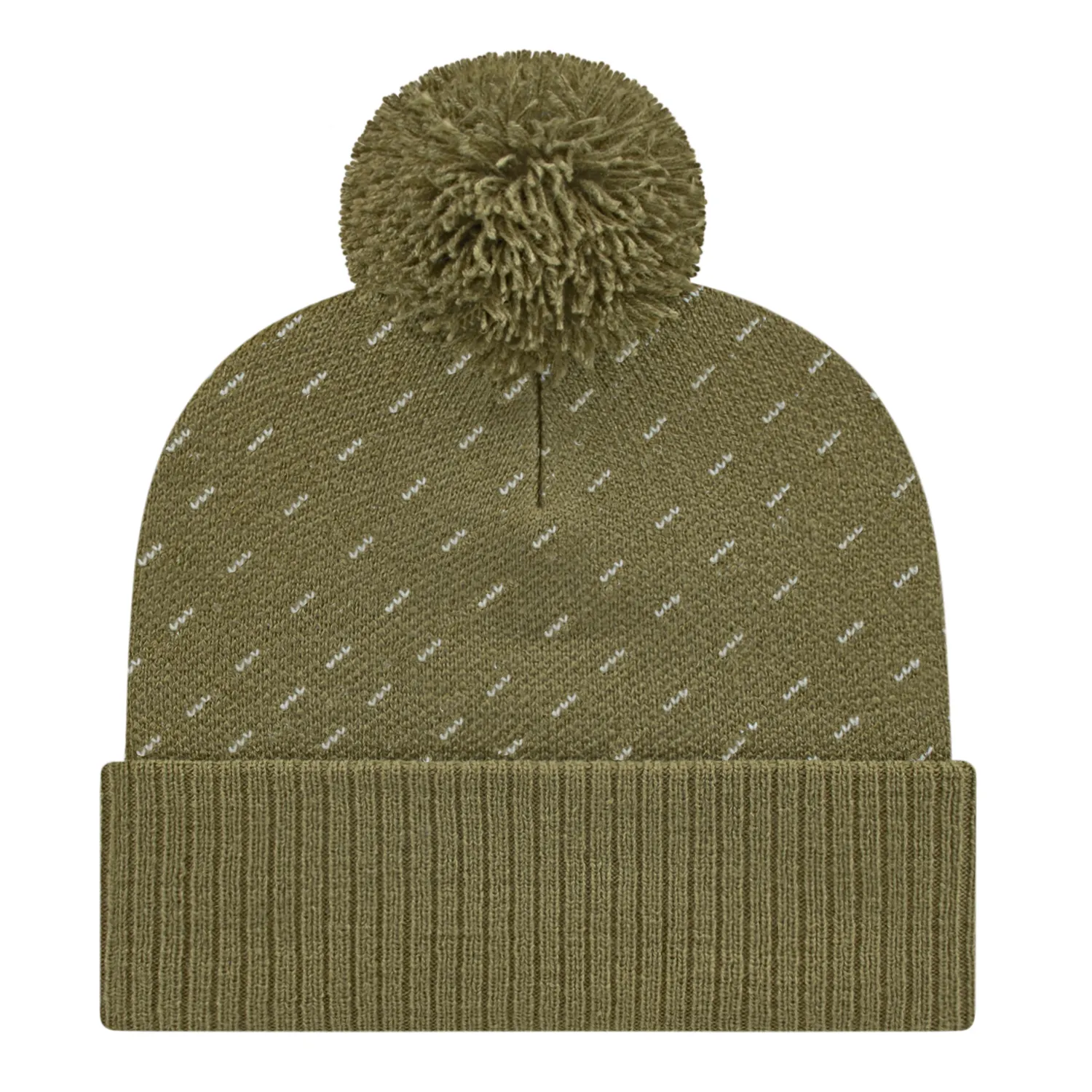 Diagonal Dash Knit Cap with Ribbed Cuff