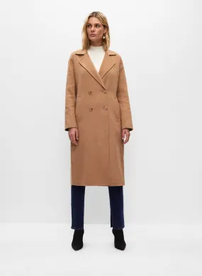 Double-Breasted Wool Long Coat