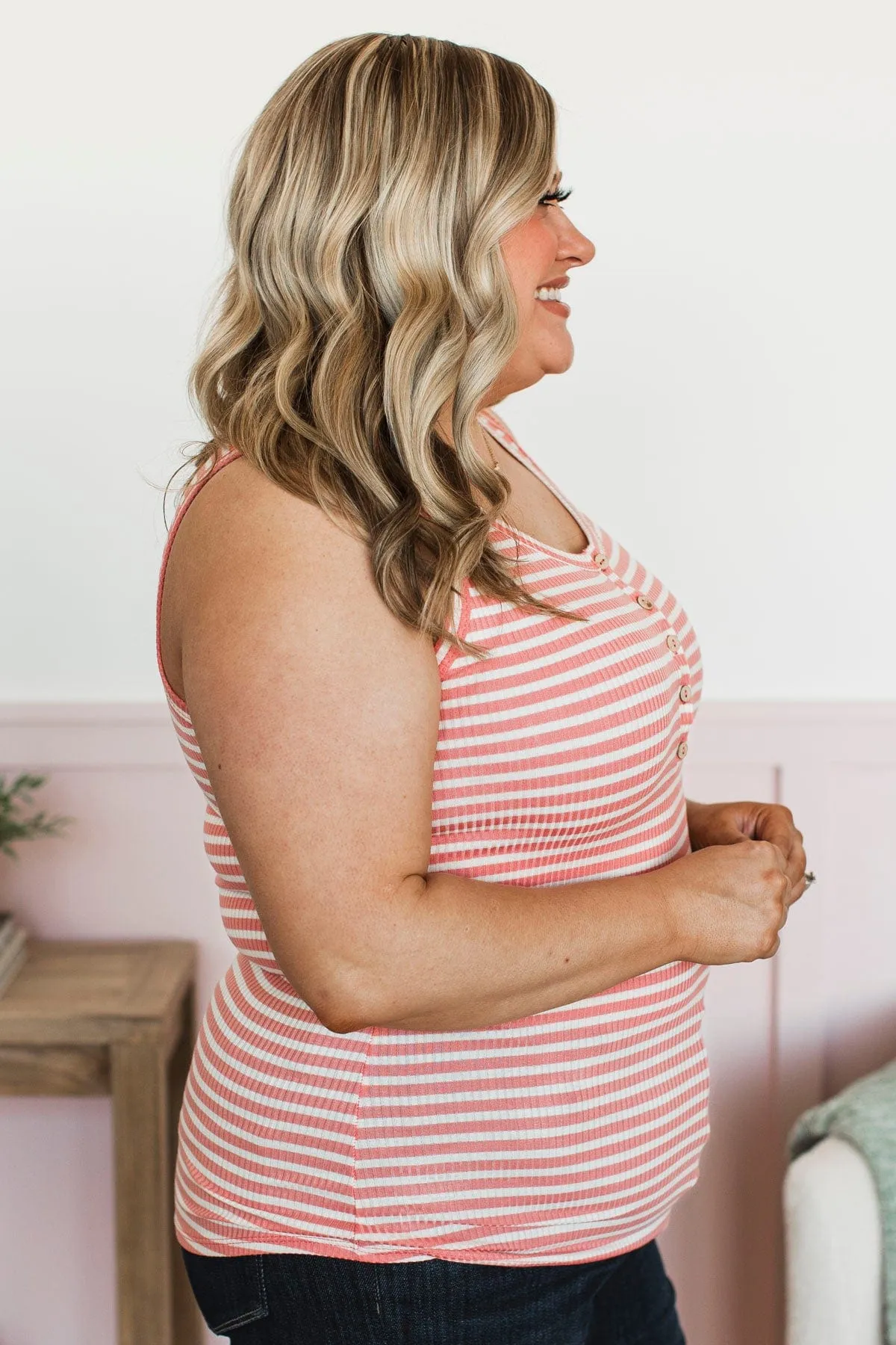 Favorite Tune Striped Tank Top- Coral