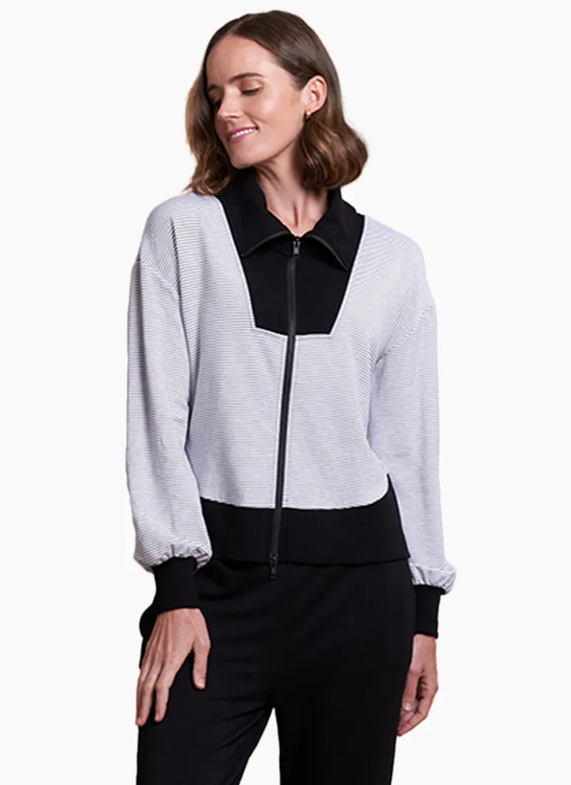 FOIL Zip Front Sweater 13910