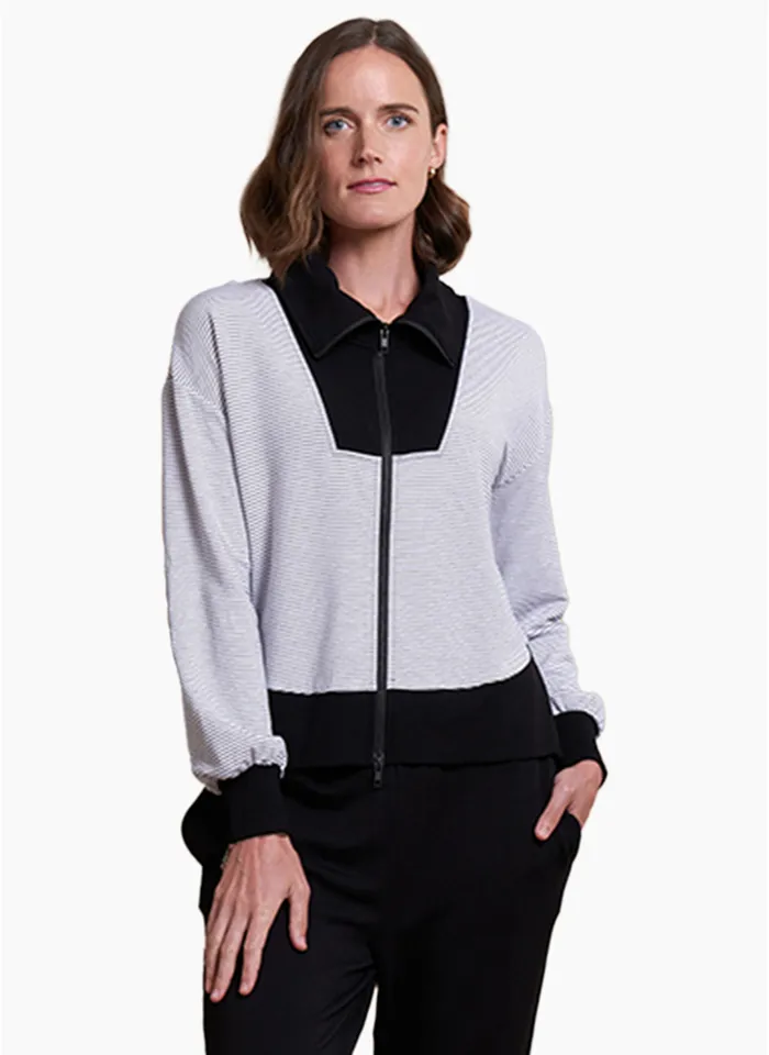 FOIL Zip Front Sweater 13910