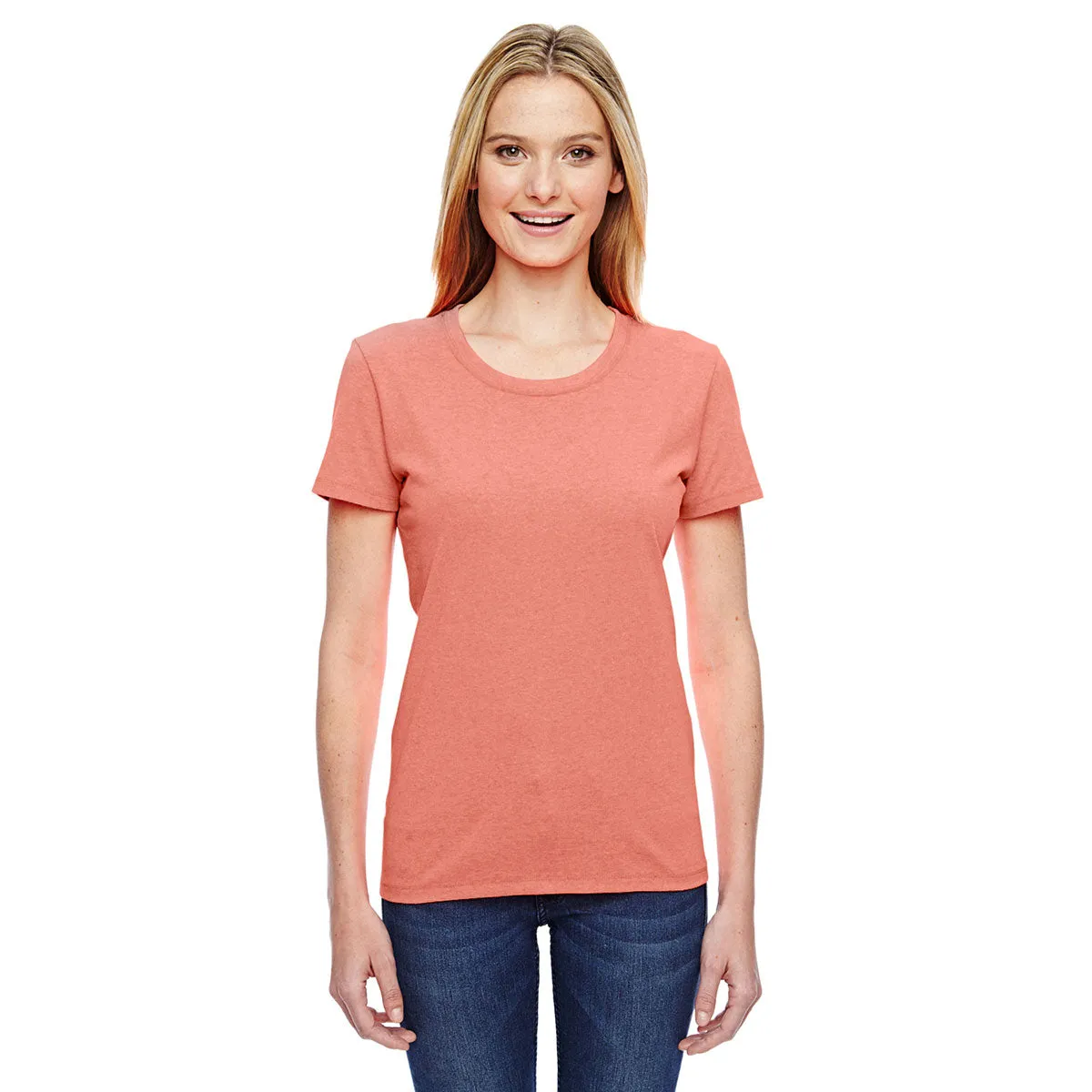 Fruit of the Loom Women's Retro Heather Coral 5 oz. HD Cotton T-Shirt