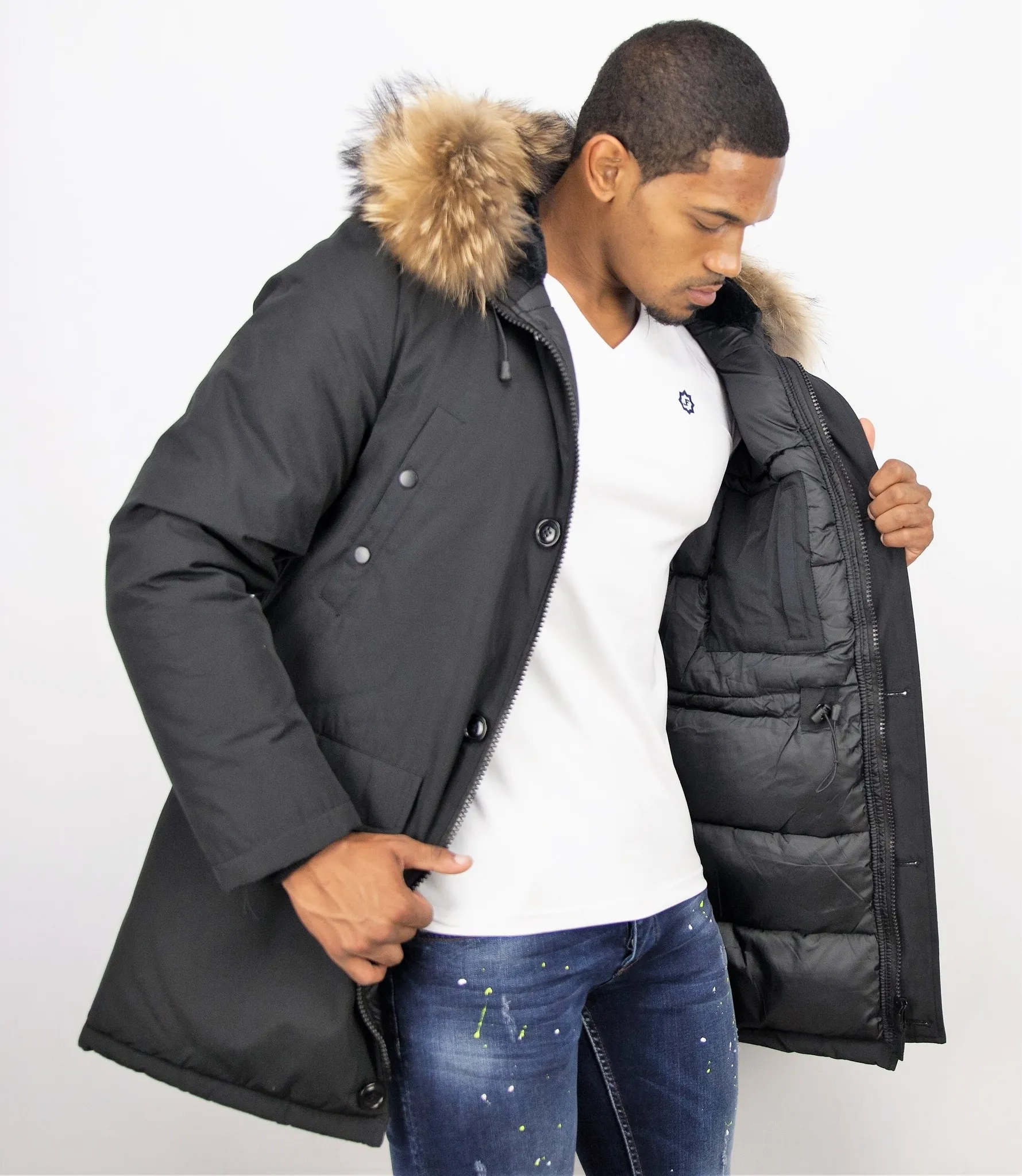 Fur Collar Coat | Men Winter Coat Long |