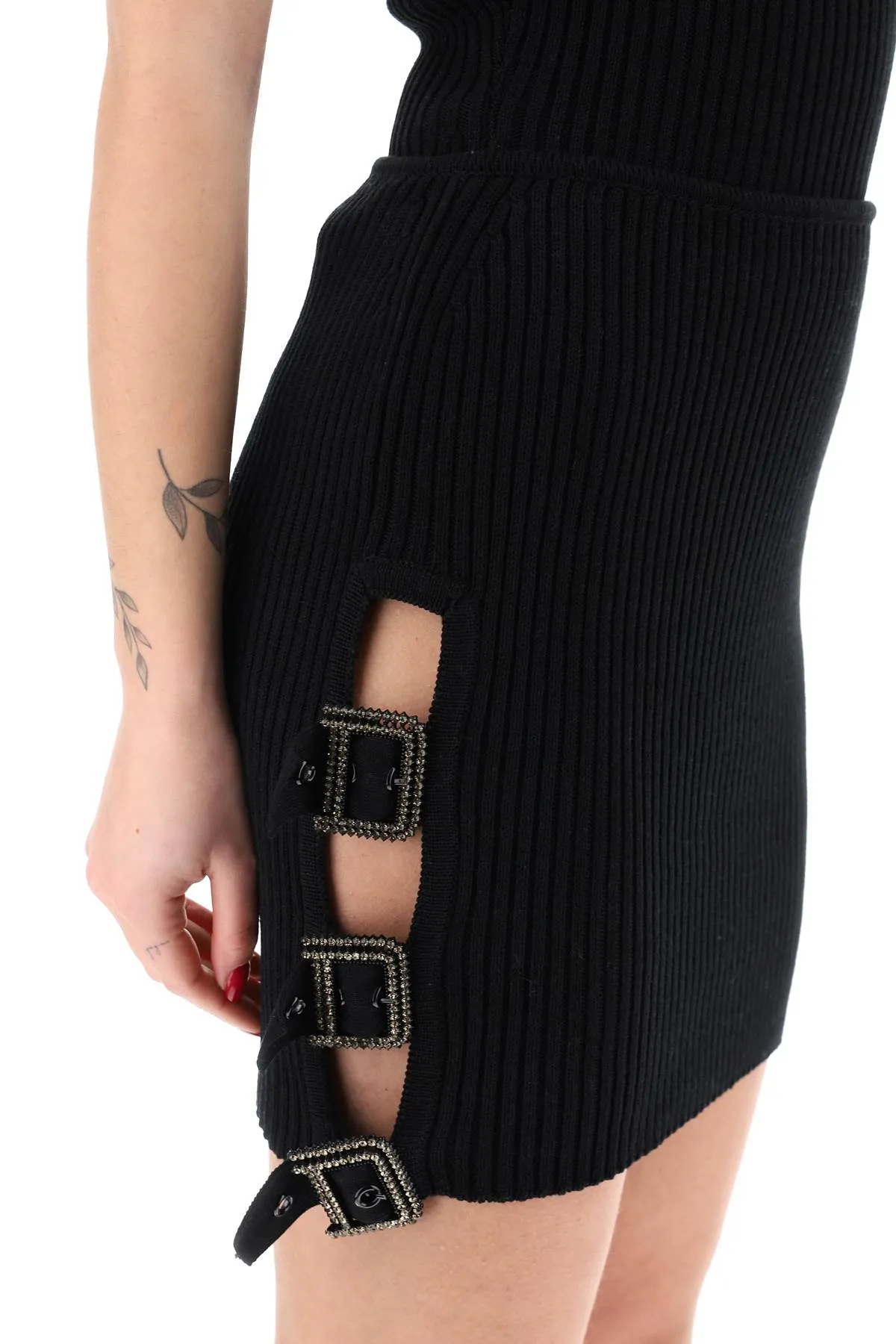 Giuseppe Di Morabito Mini Ribbed Knit Skirt In Nine Words   Black