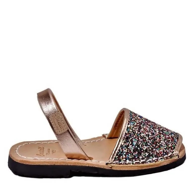 Glittery Leather Menorcan Sandal For Kids - Iker 1097R