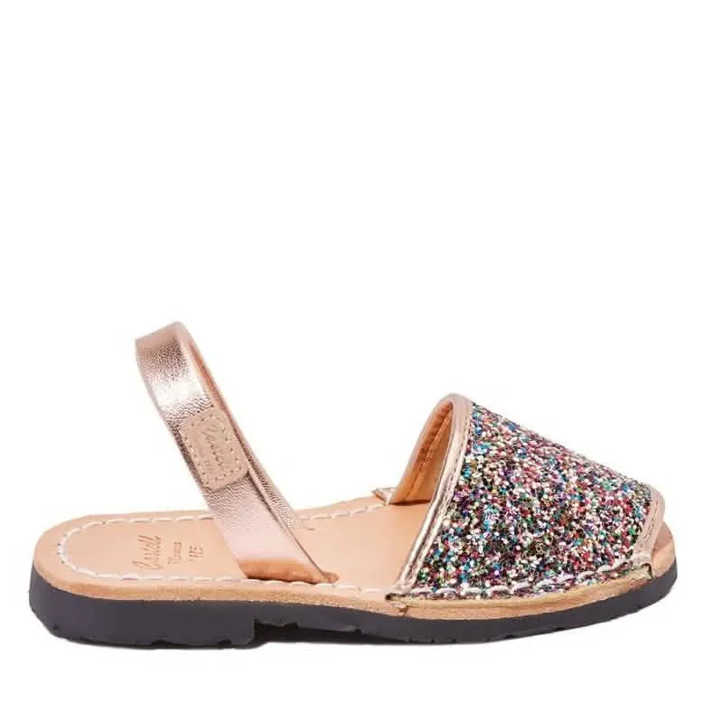 Glittery Leather Menorcan Sandal For Kids - Iker 1097R