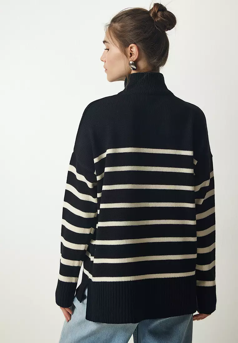 Happiness Istanbul Striped Zip Sweater