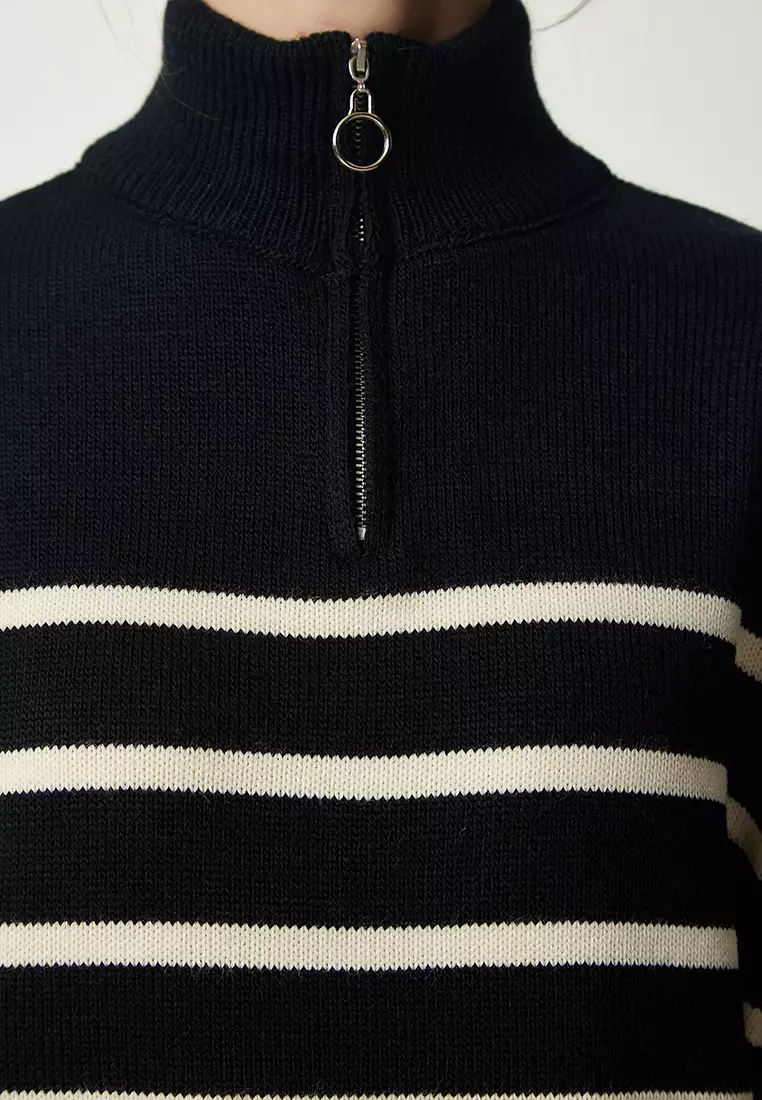 Happiness Istanbul Striped Zip Sweater