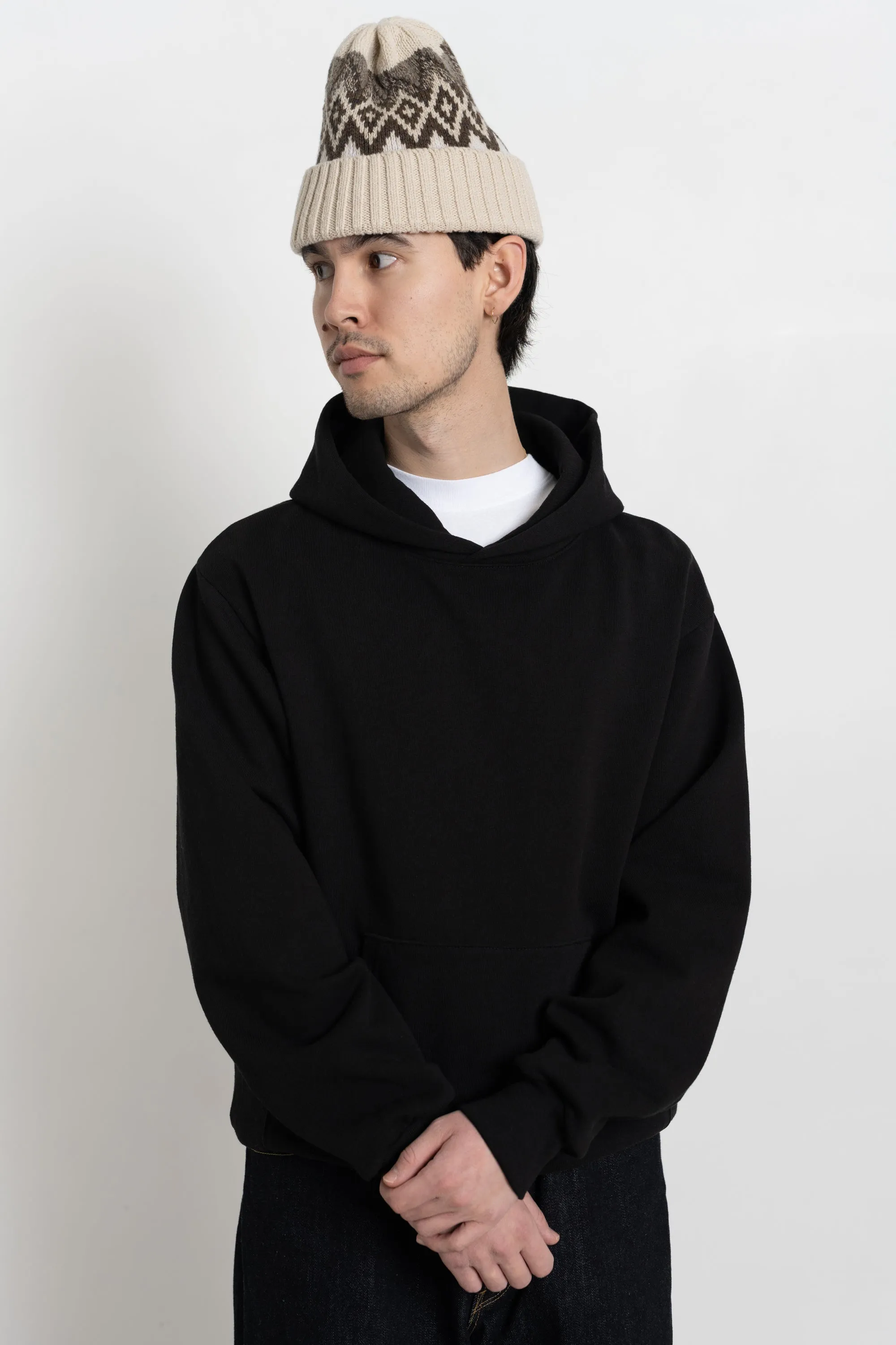 Heavy Fleece Hooded Sweatshirt Black