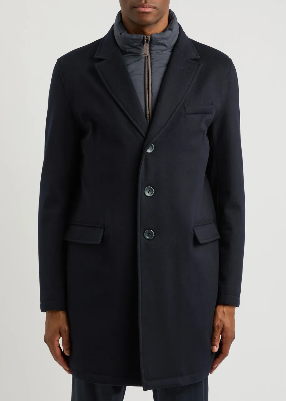 HERNO Quilted nylon-layered wool coat  
                         
                     
                