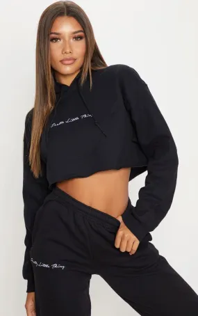 Hoodies & Sweatshirts | Black Oversized Crop Hoodie | PrettyLittleThing