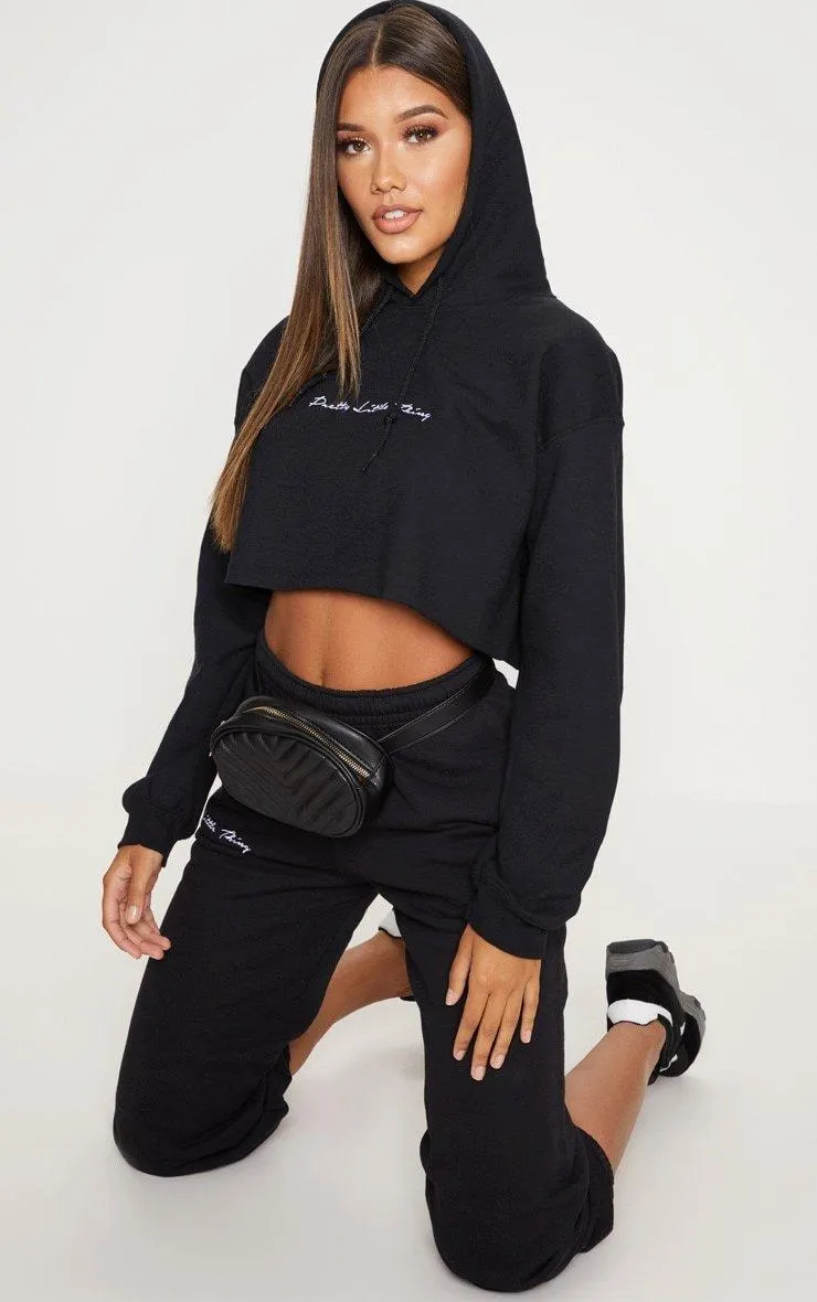 Hoodies & Sweatshirts | Black Oversized Crop Hoodie | PrettyLittleThing