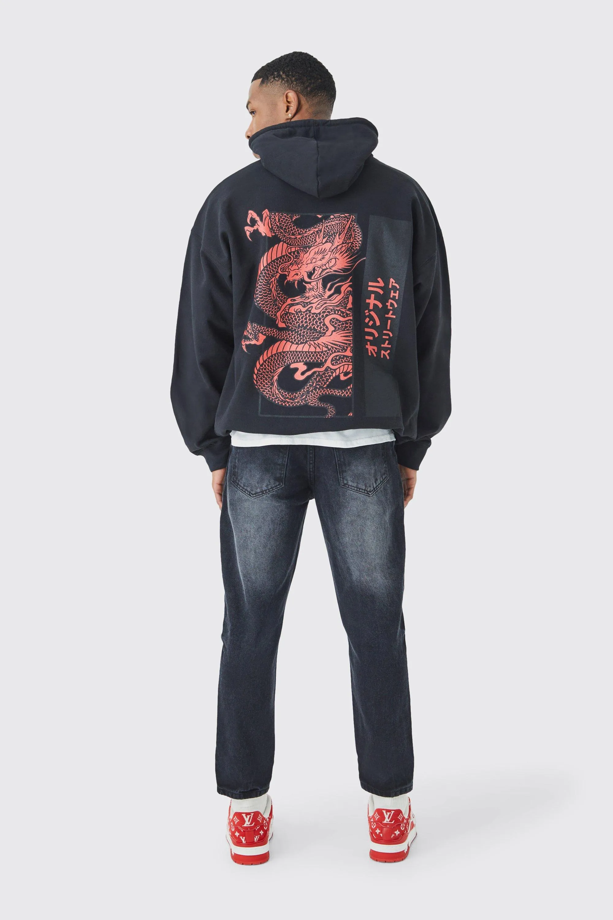 Hoodies & Sweatshirts | Oversized Dragon Graphic Hoodie | boohooMAN