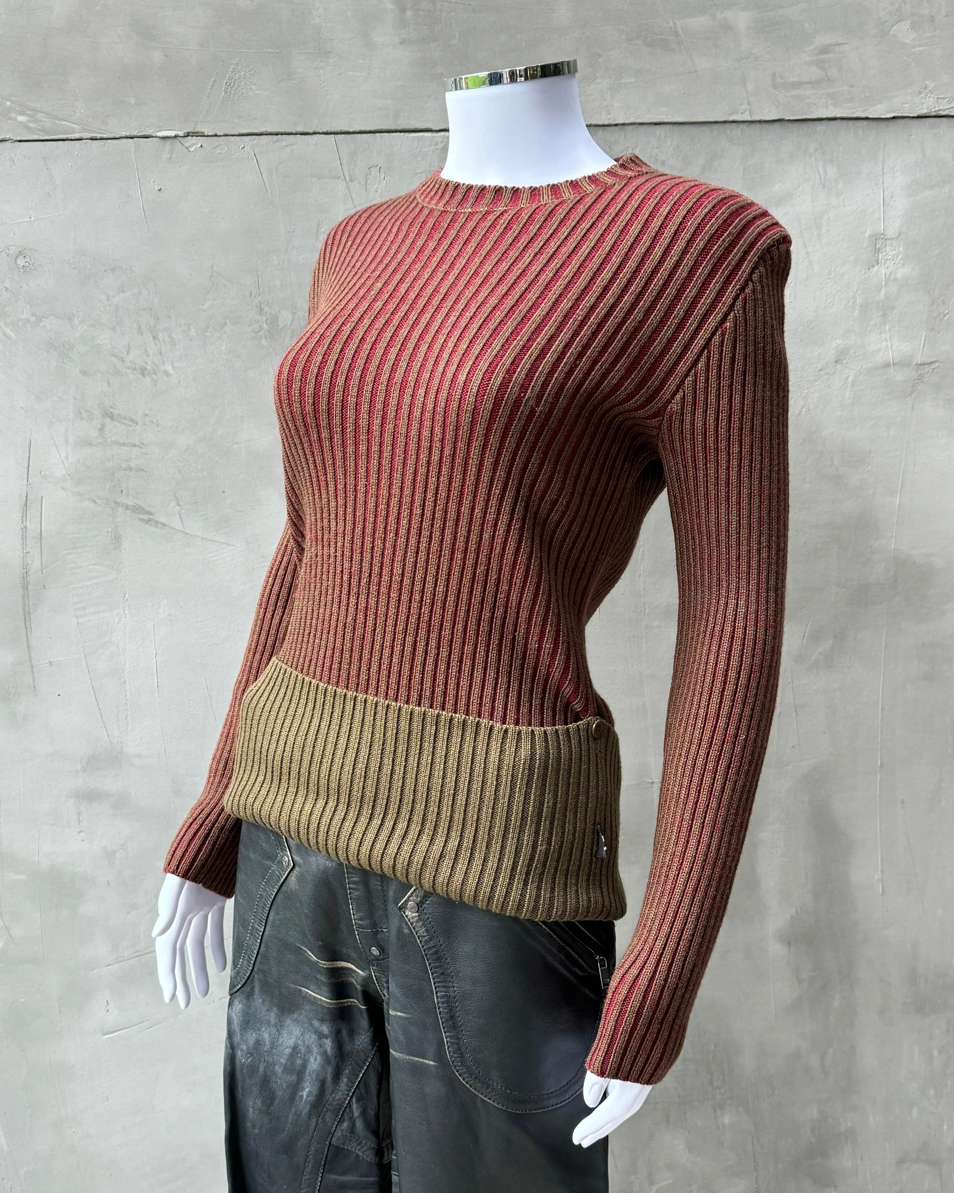 JEAN PAUL GAULTIER JEAN'S 90'S RIBBED KNIT SWEATSHIRT - M