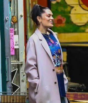 Jessie J Long Pink Coat | Women's Pink Trench Coat